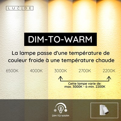 Lucide NIGEL - Lampe de chevet / Applique mural - LED Dim to warm - CCT - GU10 (MR16) - 1x5W 2200K/3000K - Point de rechargement USB - Blanc